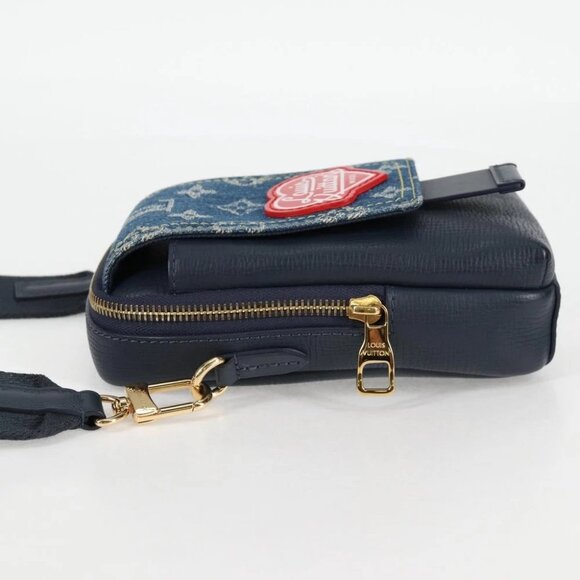 LOUIS VUITTON LV Squared Double Phone Pouch Blue M81060 LV Auth 132489M - Picture 4 of 14